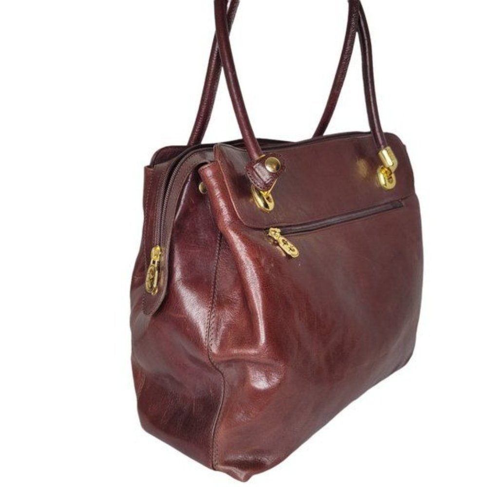 MARINO ORLANDI Luxury Italian Leather Masterpiece Brown Tote Bag - Picture 4 of 13